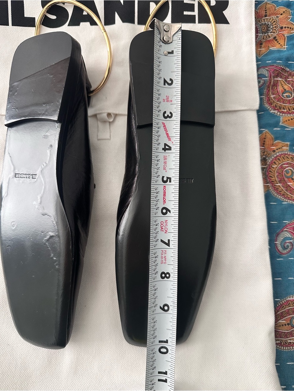 Jil Sander Black Leather Hoop Slingback Flats - Picture 6 of 7
